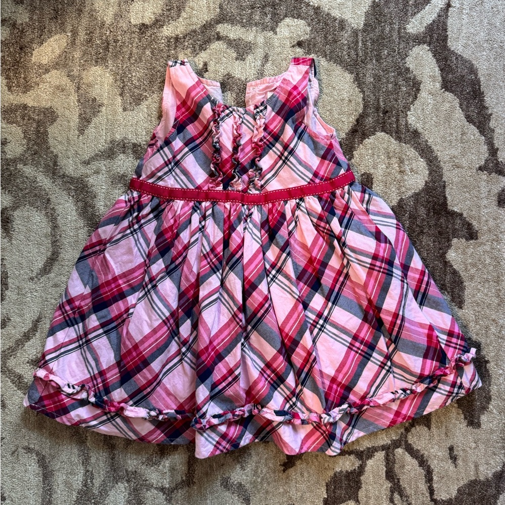 Gymboree Pink and Navy Plaid Ruffle Dress